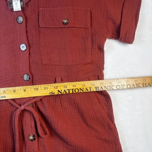 Madewell Womens Lightspun Belted Safari Romper Button-Down Tie-Waist  Sz XXS - Picture 8 of 14